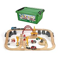 BRIO 33097 Cargo Railway Deluxe Set | 54 Piece Train Toy with Accessories and Wooden Tracks for Kids Age 3 and Up,Multi