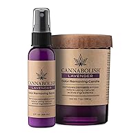 Cannabolish Lavender Smoke Odor Eliminating Candle, 7 oz., Natural Ingredients + Smoke Odor Spray 2 oz. Bundle