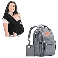 KeaBabies Baby Wrap Carrier and Diaper Bag Backpack - All in 1 Original Breathable Baby Sling, Lightweight,Hands Free Baby Carrier Sling - Waterproof Multi Function Baby Travel Bags, Baby Carrier Wrap
