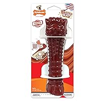 Nylabone Power Chew Basted Blast Dual Flavored Dog Chew Toys for Aggressive Chewers - Durable Dog Bones with 2 Layers of Flavor - Bacon and Steak Flavor, X-Large/Souper (1 Count)