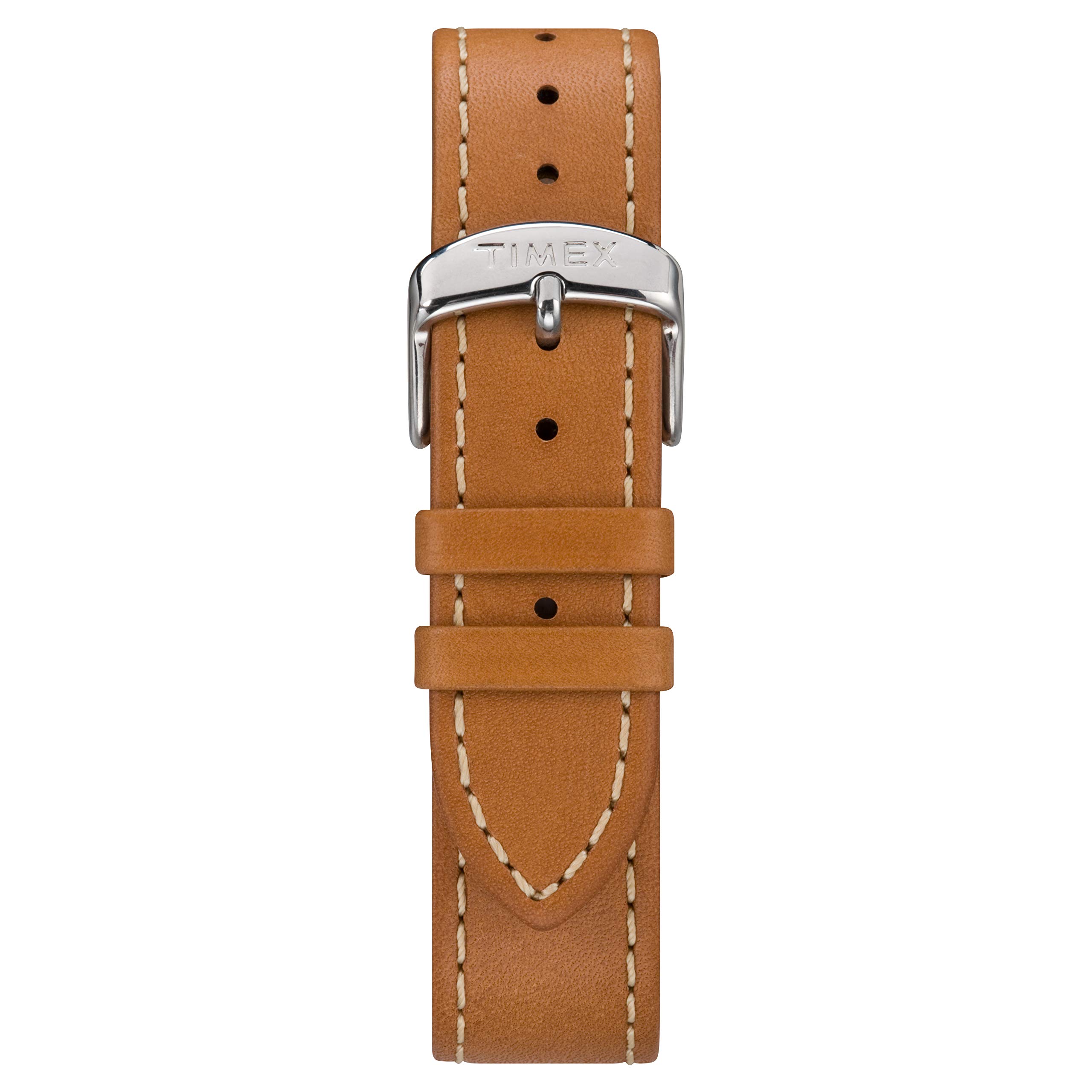Timex 20mm Genuine Leather Strap – Dark Brown with Silver-Tone Buckle