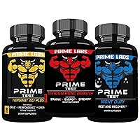 Prime Labs Prime Test Testosterone Booster + Night Duty Sleep Supplement + Tongkat Ali Plus (60 Count Each)