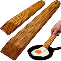 Teak Wood Mesquite Spatula for Cast Iron Pan (12-inch & 9-inch, Set of 2) | Wooden Turner for Cooking, Scraper for Skillet, Egg Flipper | Non Stick & Non Scratch