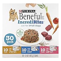 Purina Beneful Small Breed Wet Dog Food Variety Pack, IncrediBites With Real Beef, Chicken or Salmon - (Pack of 30) 3 oz. Cans