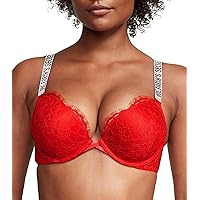Victoria's Secret Push Up Plunge Bra with Lace - Red, 36C