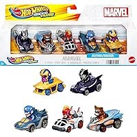 Hot Wheels Marvel RacerVerse 5-Pack of Die-Cast 1:64 Scale Toy Cars with Character Drivers, Use On or Off Hot Wheels Track