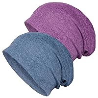 Senker Fashion 2 Pack Cotton Slouchy Beanie Hats, Chemo Headwear Caps for Women and Men