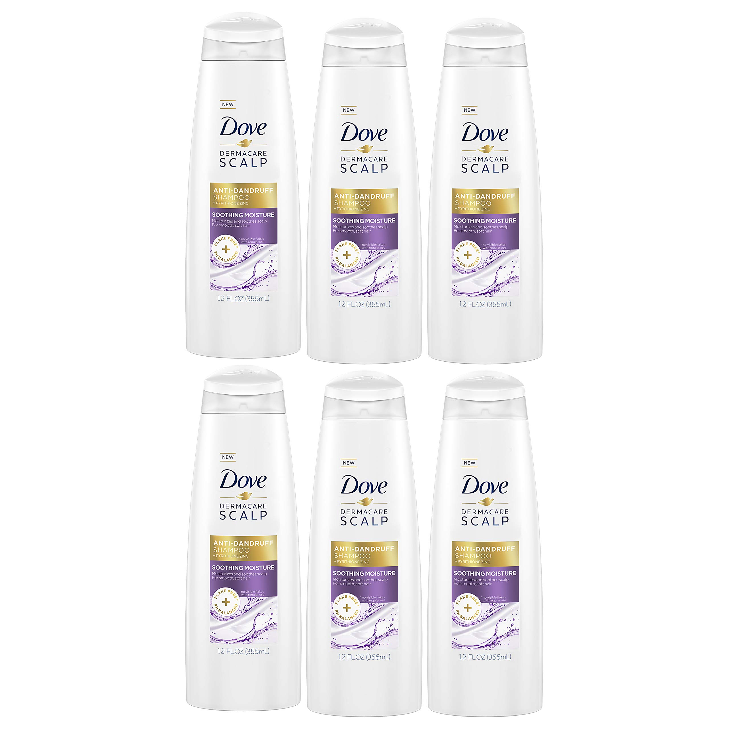 Dove Dermacare Scalp Anti-Dandruff Shampoo Soothing Moisture 12 oz Pack Of 6