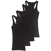 4 Pack Zenana Women's Plus Racerback Ribbed Cotton Tank Tops 2X Black, Black, Black, Black