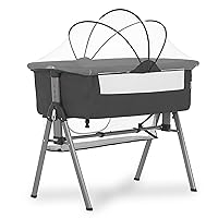 Lotus Bassinet and Bedside Sleeper in Dark Grey, Lightweight and Portable Baby Bassinet, Adjustable Height Position, Easy to Fold and Carry Travel Bassinet- Carry Bag Included