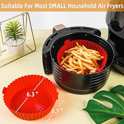Air Fryer Silicone Pot - Air Fryer Oven Accessories - Replacement for Flammable Parchment Liner Paper - No Need to Clean the Air Fryer (Top: 6.3 inches - Bottom: 5.7 inches)(For 1 to 2 QT)