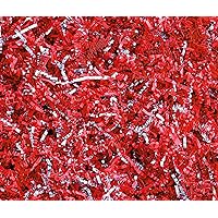 Crinkle Cut Paper Shred Filler (2 LB) for Gift Wrapping & Filling Gift Baskets (Silver and Red)