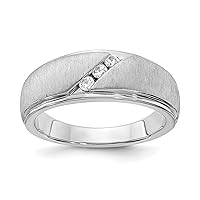 Jewels By Lux Solid 14k White Gold 3-Stone 1/6 carat Diamond Complete Mens Wedding Ring Band Available in Size 8 to 12 (Band Width: 8.1 to 3.3 mm)