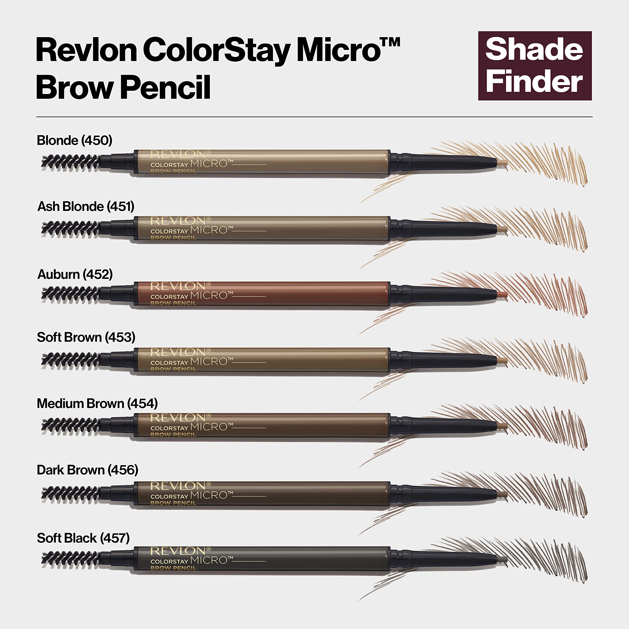 Revlon ColorStay Micro Eyebrow Pencil with Built In Spoolie Brush, Infused with Argan and Marula Oil, Waterproof, Smudgeproof, 456 Dark Brown (Pack of 1)