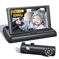 BABYMUST Baby Car Camera, 1080P Baby Car Mirror with Night Vision Function, 4.4”HD Wide Car Seat Mirror Camera to Observe Baby's Every Movement While Driving,Baby Car Monitor with 360°Fixable Camera
