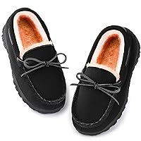 Boys Slippers Girls Slippers Memory Foam Moccasin Shoes Furry Plush Lining Non Slip Indoor Outdoor Boys Slippers for Big Kids Little Kids