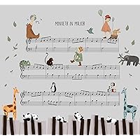 Nursery Music Room Wallpaper, Original Poster Cartoon Music Animal- Nursery Wall Decor - Peel and Stick - Custom Size (Nursery Music Room Wallpaper)