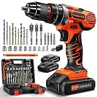 Cordless Screwdriver, 21 V Cordless Hammer Drill with 2 Batteries 2.0 Ah, 45 Nm Battery Drill, 2 Gears, 25 + 3 Torque Levels, 10 mm Metal Drill Chuck, Cordless Drill with 27-Piece Accessories & Case