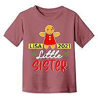 Personalized Big Little Sister Brother 2021 Christmas Toddler Girl Boy T-Shirt