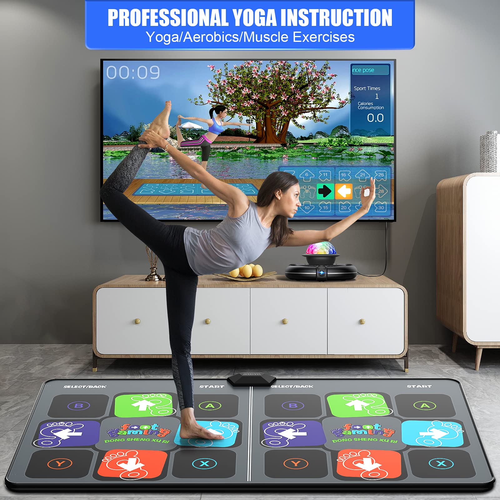 Dance Mat for Kids and Adults,Musical Electronic Dance mat, Double User Yoga Dance Floor mat with Wireless Handle, HD Camera Game Multi-Function Host, Non-Slip Dance Pad