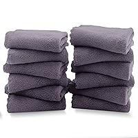 12 Pack Premium Washcloths Set - Quick Drying- Soft Microfiber Coral Velvet Highly Absorbent Wash Clothes - Multipurpose Use as Bath, Spa, Facial, Fingertip Towel (Grey)