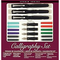 US Art Supply 35-Piece Calligraphy Pen Writing Set - 4 Calligraphy Pens, 5  Size Styles of Pen Nibs, 22 Ink Cartridges, Instructional Handbook