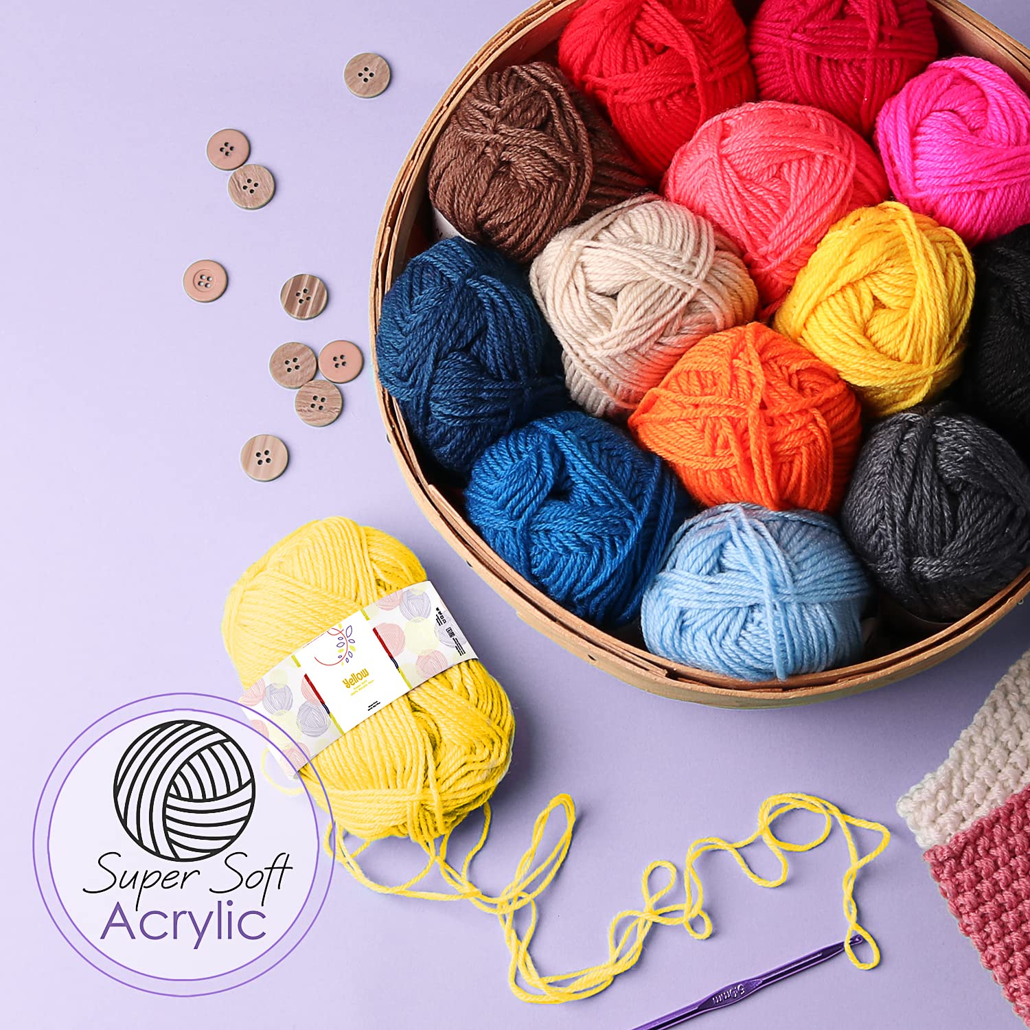 Crochet Kit for Beginners Adults – Beginner Crochet Kit for Adults and Kids, Learn to Crochet Kits for Adults Beginner and Professionals – 73 Piece Crochet Set with Crochet Yarn and Crochet Hook Set