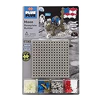 PLUS PLUS - Baseplate Builder - Moon, Apollo 11 Space Playset - Base Accessory for Building and displaying - Construction Building STEM | STEAM Toy, Interlocking Mini Puzzle Blocks for Kids