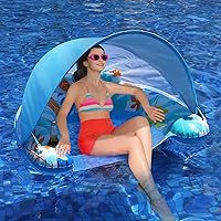 LAYCOL Premium Pool Floats Adult with Canopy - Stylish Pool Lounger - Heavy Duty Pool floaties for Adults - Beach Floats Pool Chair Swimming Pool Accessories for Women Floating with Cup Phone Holder