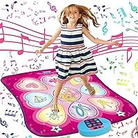 SUNLIN Dance Mat - Dance Mixer Rhythm Step Play Mat - Dance Game Toy Gift for Kids Girls Boys - Dance Pad with LED Lights, Adjustable Volume, Built-in Music, 3 Challenge Levels (35.4