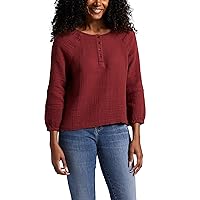 JAG Women's Textured Henley Blouse-Legacy