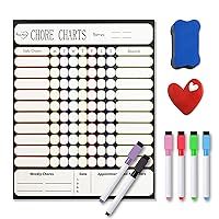 Weekly Children's Chore Chart for Kids Magnetic Chore Chart for Refrigerator - 15 X11.5 Inches W/ 6 Dry Erase Markers Magnetic Chore Chart for Kids Multiple Kids Reward Chart Magnetic.