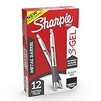SHARPIE S-Gel, Gel Pens, Sleek Metal Barrel, Medium Point (0.7mm), Black Ink, 12 Count