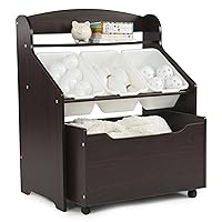 Humble Crew Toddler-Size Storage Unit with Rolling Toy Box, Espresso & White
