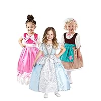 Little Adventures Cinderella Trio Costume Dress Set - Machine Washable Pretend Play (Size Large Age 5-7)