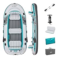 VEVOR Inflatable Boat, 4-Person Inflatable Fishing Boat, Strong PVC Portable  Boat Raft Kayak, 45.6 Aluminum Oars, High-Output Pump, Fishing Rod  Holders, and 2 Seats, 1100 lb Capacity for Adults, Kids