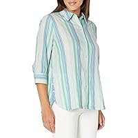 Foxcroft Women's Thea 3/4 Sleeve Oasis Stripe Shirt