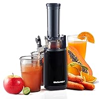 EJX600 Compact Small Space-Saving Masticating Slow Juicer, Cold Press Juice Extractor, Nutrient and Vitamin Dense, BPA-Free Tritan, Easy to Clean, 16 oz Juice Cup, Charcoal Grey