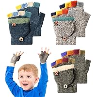 Kids Winter Gloves 3 Pairs Convertible Warm Gloves Flip Top Toddler Gloves Baby Gloves Infant Gloves for Kids 2-6 Years