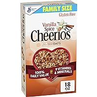 Vanilla Spice Cheerios Heart Healthy Cereal, Gluten Free Cereal With Whole Grain Oats, Family Size, 18 oz