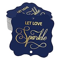 Pack of 100 Let Love Sparkle Wedding Paper Tags DIY Craft Bracket Shape Real Gold Foil Hang Tags