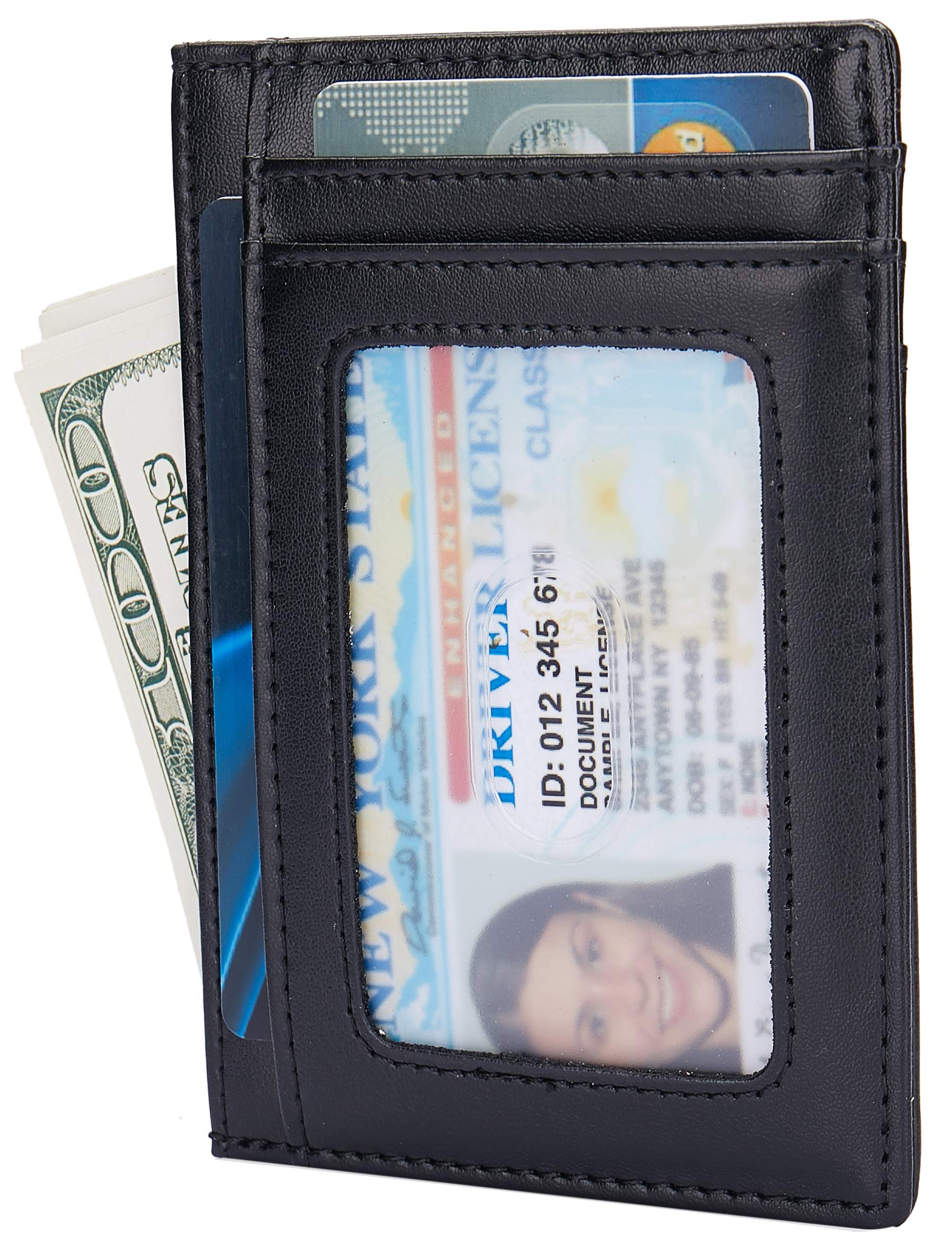 Slim RFID Blocking Credit Card Holder Minimalist Leather Front Pocket Small Wallet for Women Men