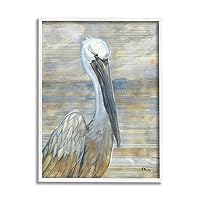 Stupell Industries Coastal Pelican Bird Abstract Portrait Framed Wall Art, Design by Paul Brent