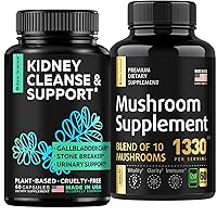 Kidney and Immunity - Kidney Cleanse Detox & Immune Booster Blend - Urinary Tract & Kidney Support Supplement 60pcs and Mushroom Supplement 1330mg 60pcs