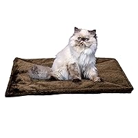 Furhaven ThermaNAP Self-Warming Cat Bed for Indoor Cats & Small Dogs, Washable & Reflects Body Heat - Quilted Faux Fur Reflective Bed Mat - Espresso, Small
