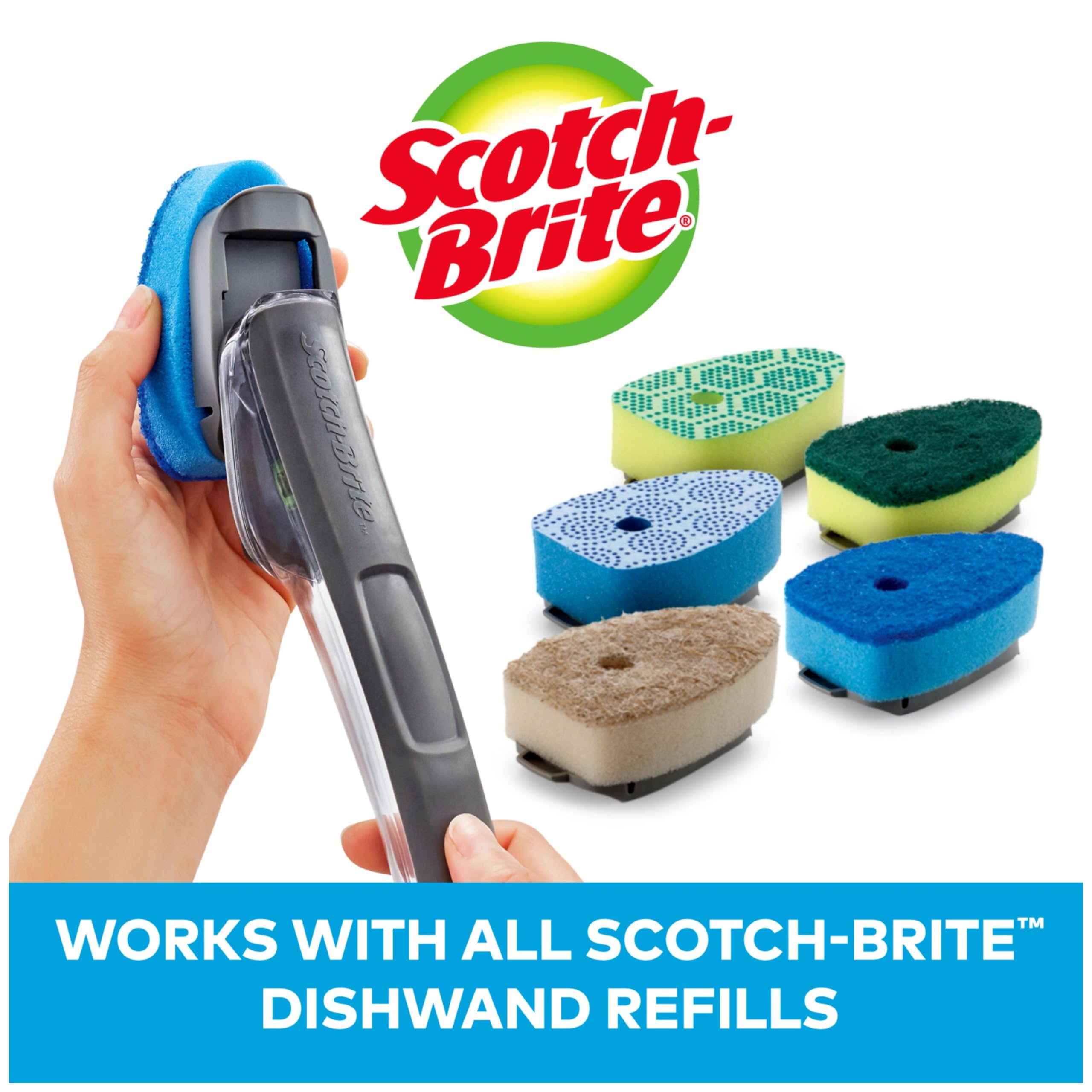 Scotch-Brite Non-Scratch Advanced Soap Control Dishwand Kit, Includes 1 Wand & 5 Refill Pads, Control Soap With A Button, Keep Your Hands Out Of Dirty Water