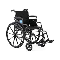 Medline 16” Height Adjustable K3 Wheelchair with Swing-Back Desk-Length Arms & Swing-Away Footrests, 300 lbs. Capacity Transport Aid, Adults & Seniors,Black