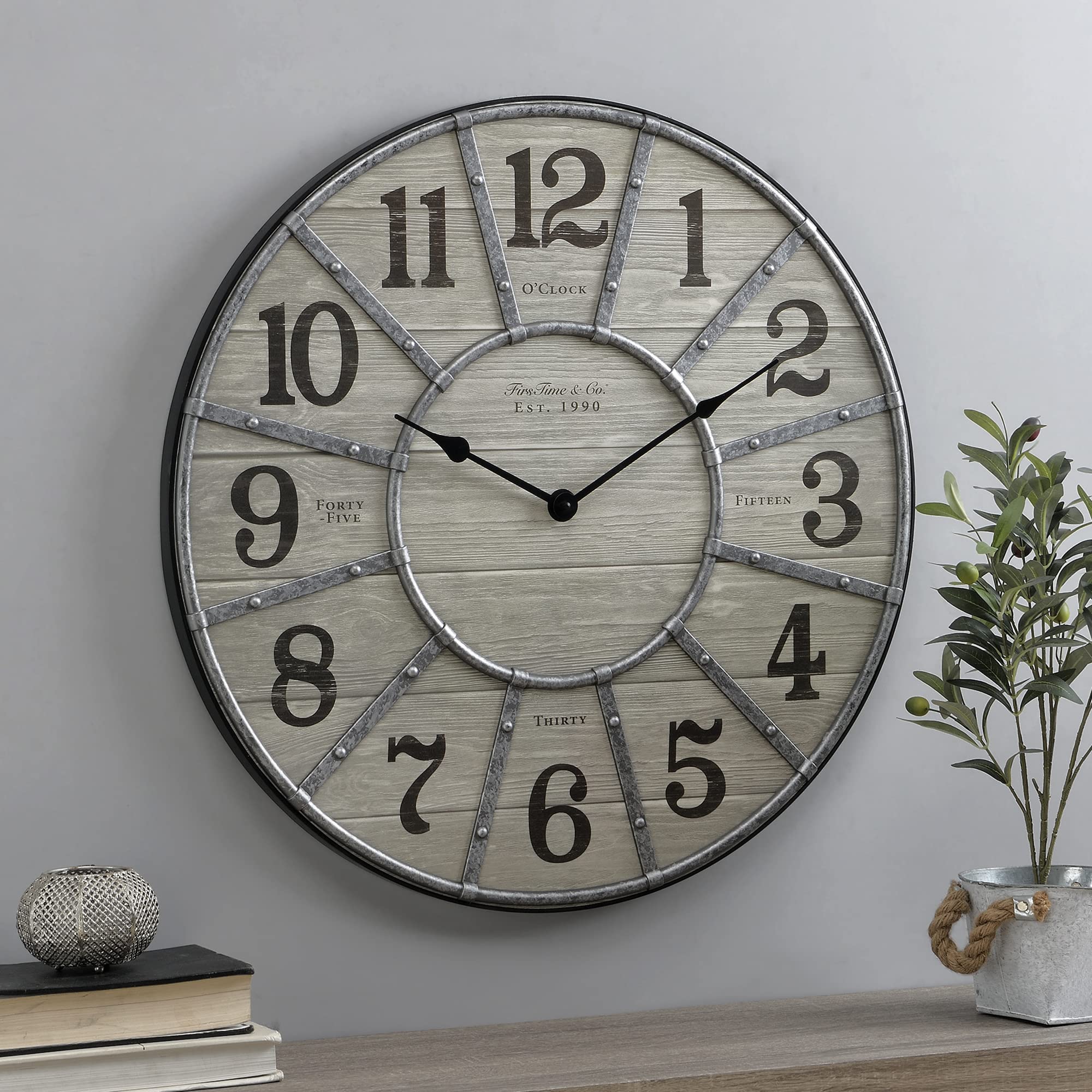 FirsTime & Co. 27" Cooper Wall Clock, Gray/Galvanized