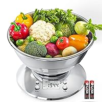 Kitchen Food Scale Digital Weight Grams and Oz，Professional Stainless Steel Digital Kitchen Food Scale 11lb/0.1oz with Bowl for Weight Loss Dieting Baking Cooking