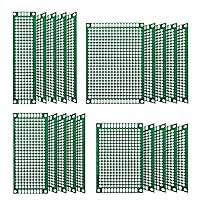 Chanzon 20 Pcs Double Sided PCB Board (4 Sizes - 2X8 3X7 4X6 5X7) Tinned Through Holes FR4 Prototype Kit Printed Circuit Universal Perfboard for DIY Soldering Project Compatible with Arduino Kits